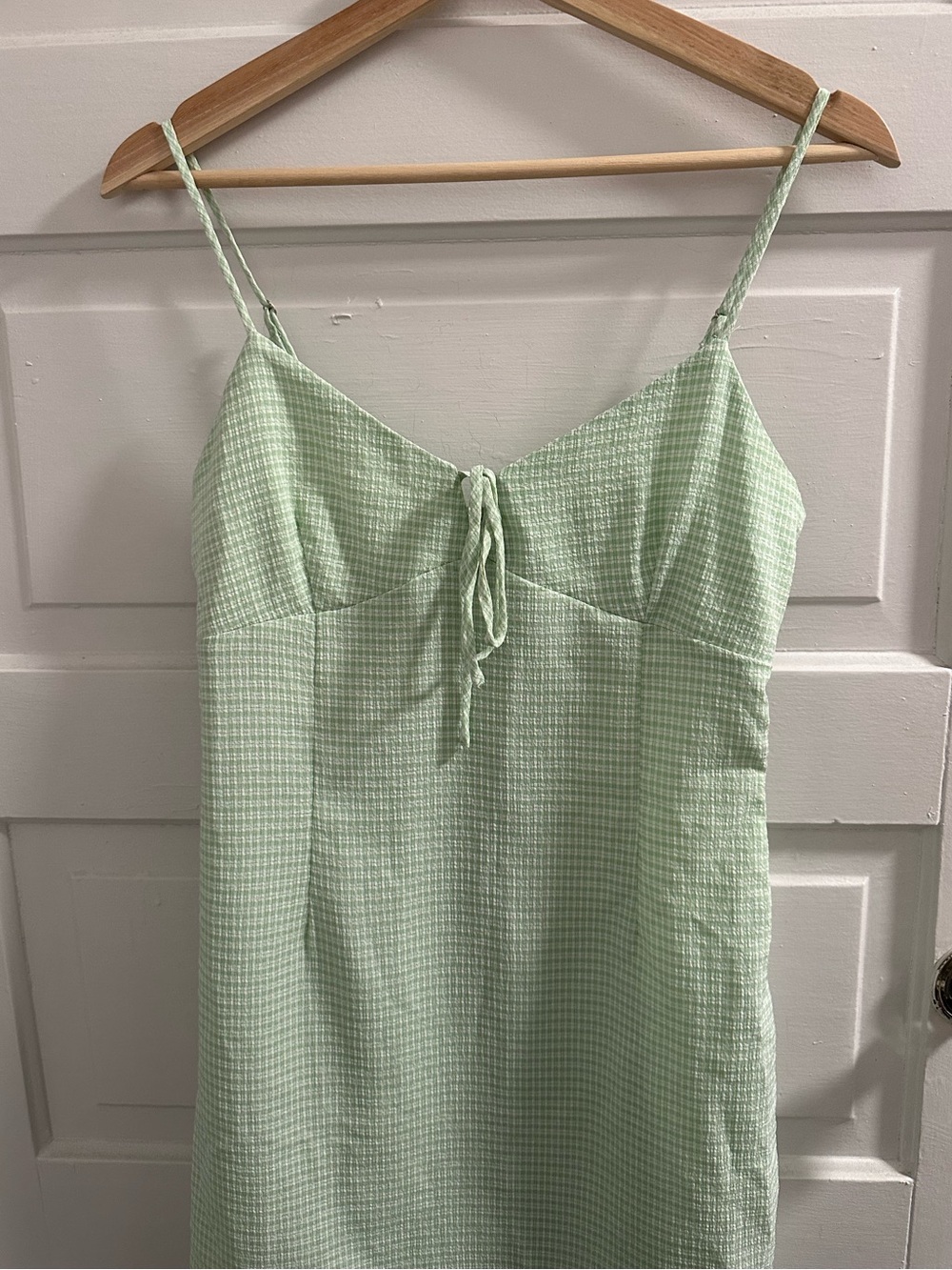 Forever 21 Mint Gingham Tie-Front Mini Slip Dress